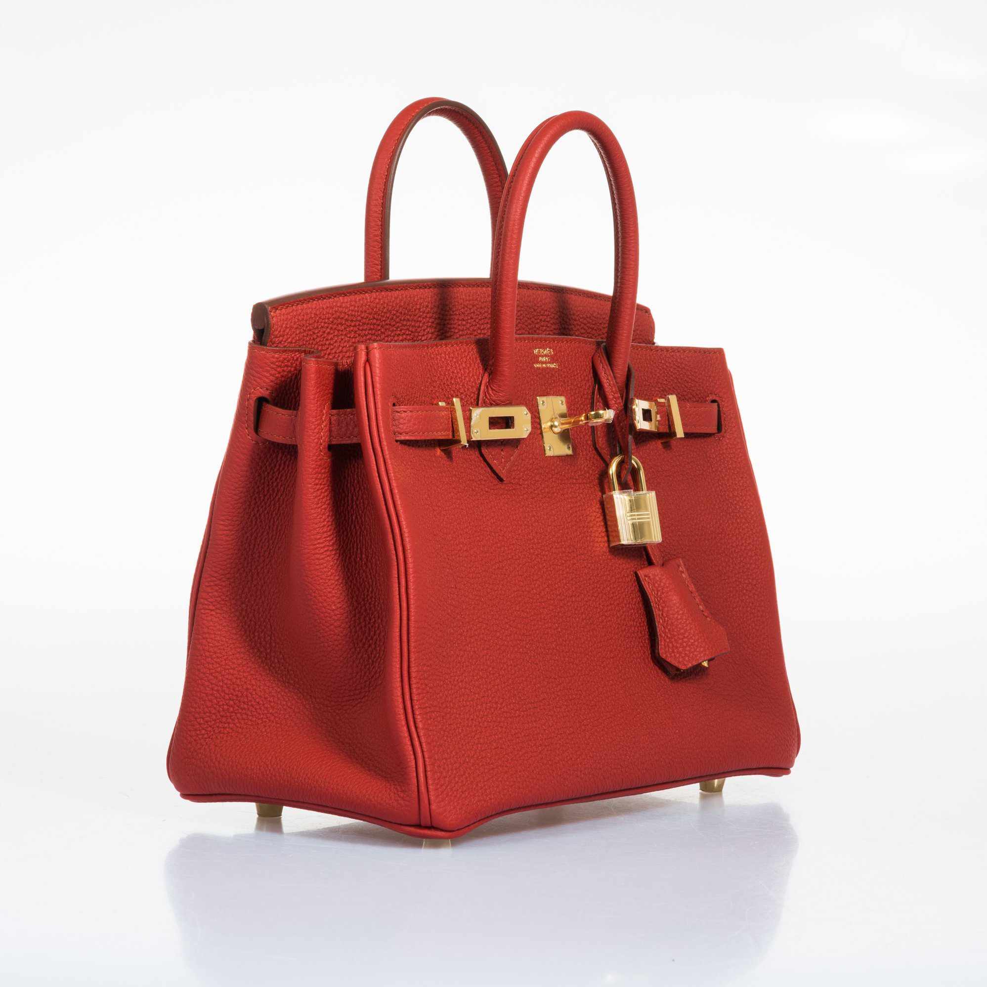 HermÃƒÆ’Ã‚Â¨s Birkin 25 Red Vermillion Togo Gold Hardware