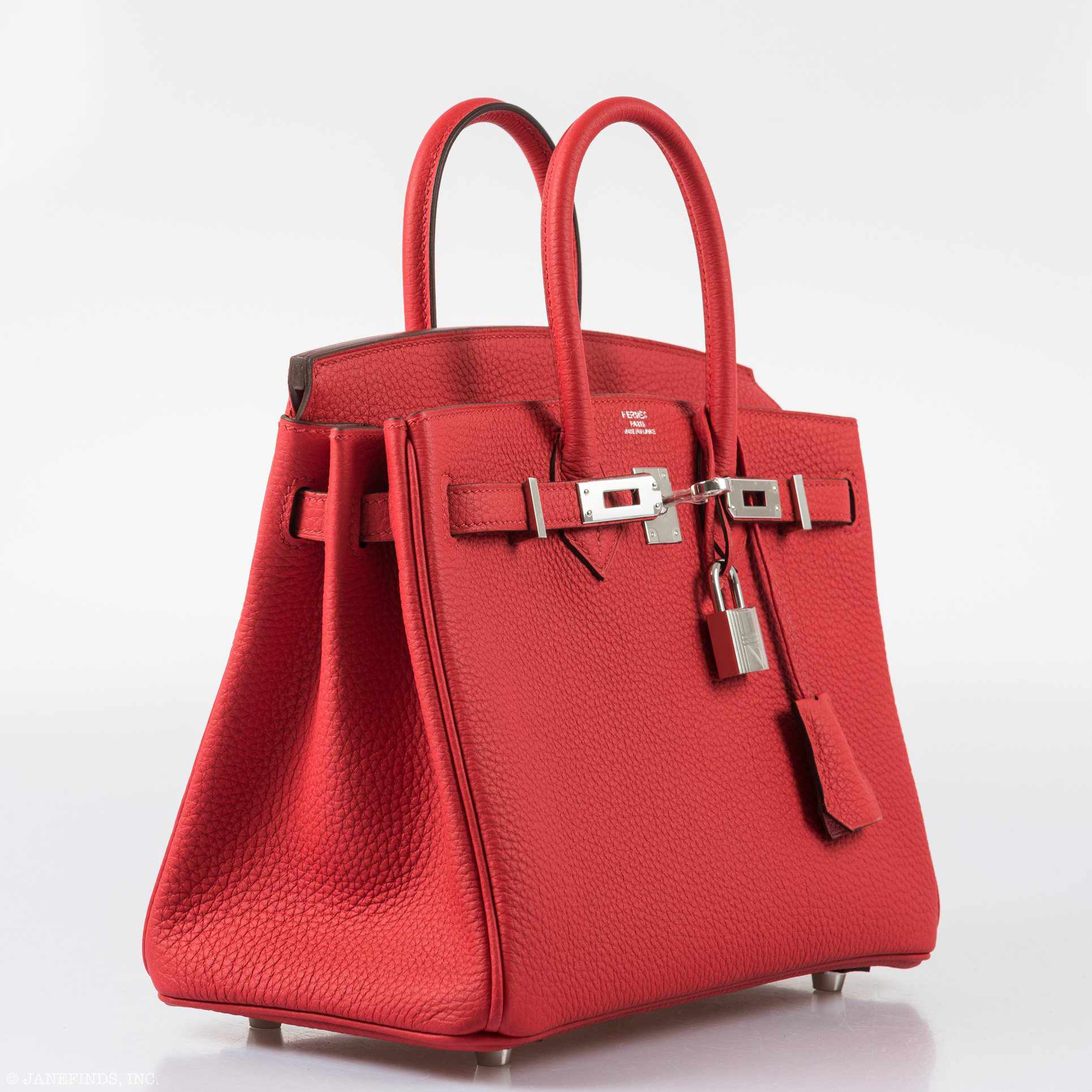 HermÃƒÆ’Ã‚Â¨s Birkin 25 Rouge de Coeur Togo Palladium Hardware