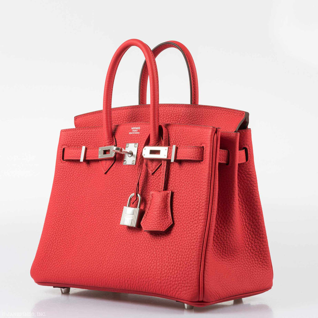 HermÃƒÆ’Ã‚Â¨s Birkin 25 Rouge de Coeur Togo Palladium Hardware