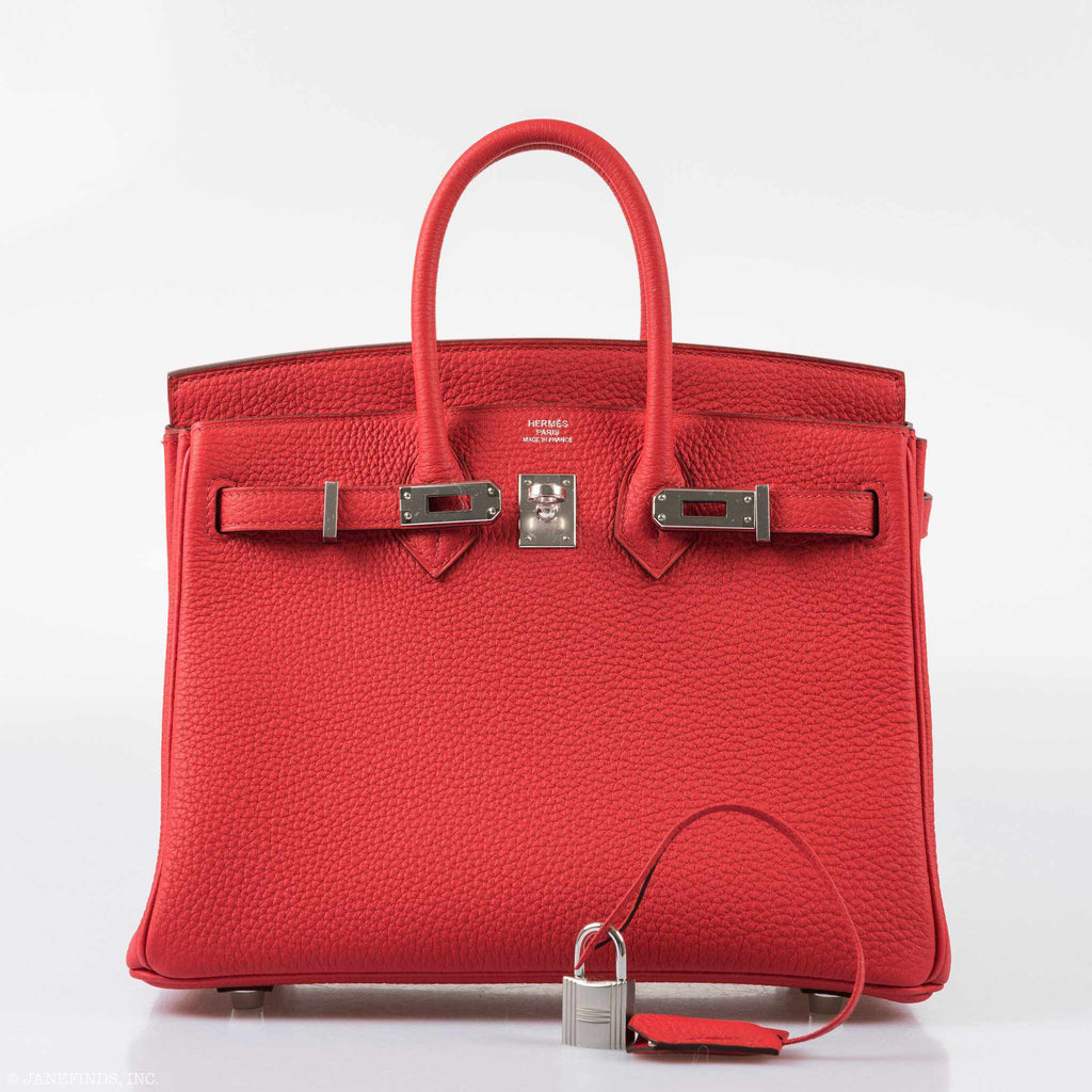 HermÃƒÆ’Ã‚Â¨s Birkin 25 Rouge de Coeur Togo Palladium Hardware