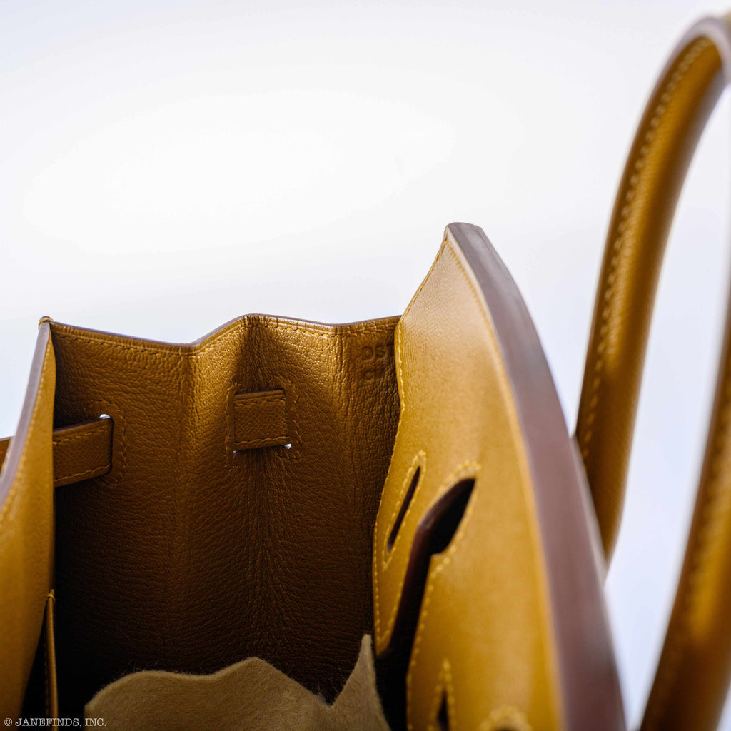 HermÃƒÆ’Ã‚Â¨s Birkin 25 Sellier Bronze Dore Madame Grain Gold Hardware