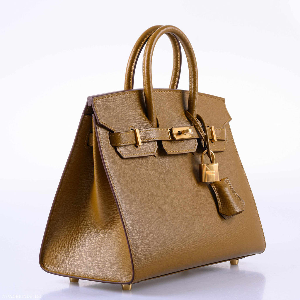 HermÃƒÆ’Ã‚Â¨s Birkin 25 Sellier Bronze Dore Madame Grain Gold Hardware