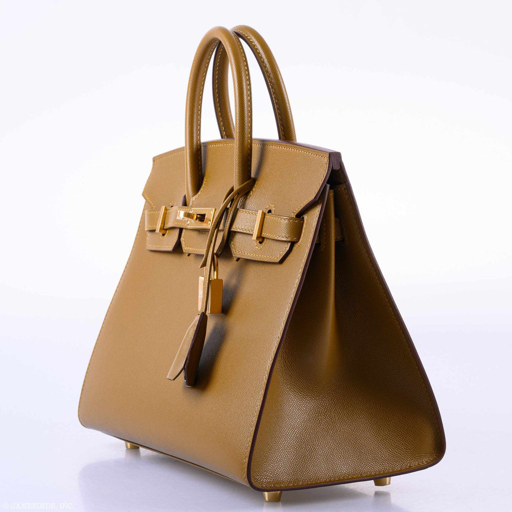 HermÃƒÆ’Ã‚Â¨s Birkin 25 Sellier Bronze Dore Madame Grain Gold Hardware