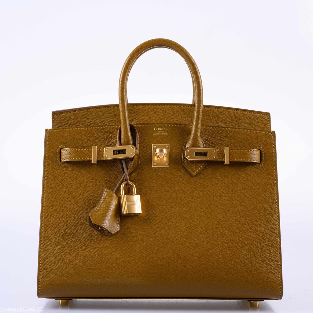 HermÃƒÆ’Ã‚Â¨s Birkin 25 Sellier Bronze Dore Madame Grain Gold Hardware
