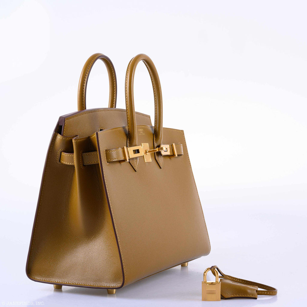HermÃƒÆ’Ã‚Â¨s Birkin 25 Sellier Bronze Dore Madame Grain Gold Hardware