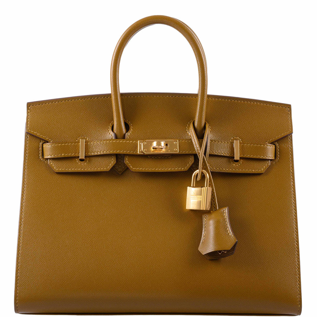 HermÃƒÆ’Ã‚Â¨s Birkin 25 Sellier Bronze Dore Madame Grain Gold Hardware
