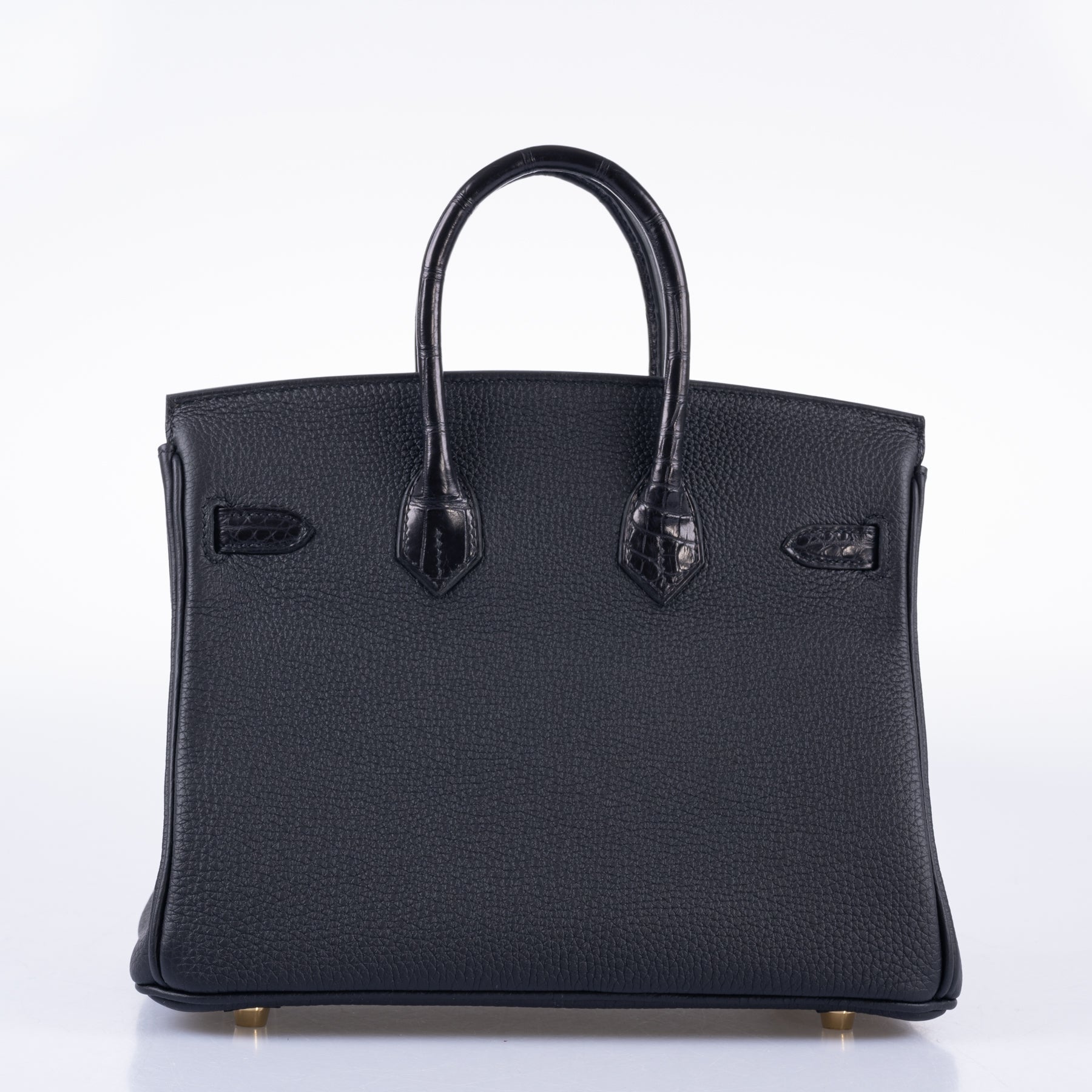 HermÃƒÆ’Ã‚Â¨s Birkin 25 Touch Black Togo and Matte Alligator Gold Hardware