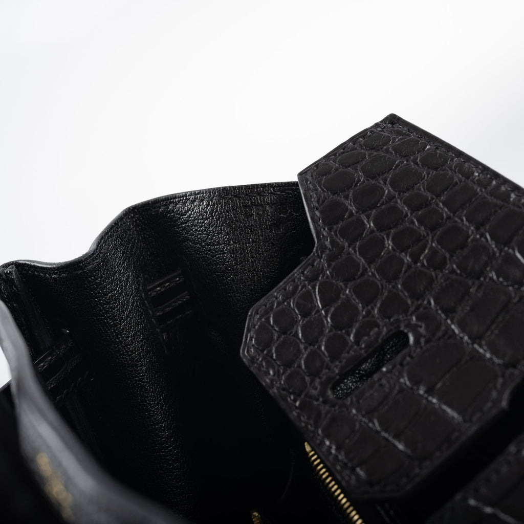 HermÃƒÆ’Ã‚Â¨s Birkin 25 Touch Black Togo and Matte Alligator Gold Hardware