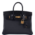 HermÃƒÆ’Ã‚Â¨s Birkin 25 Touch Black Togo and Matte Alligator Gold Hardware