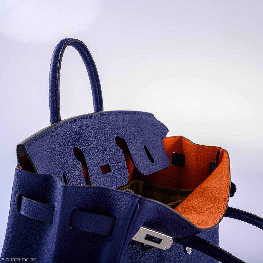 HermÃƒÆ’Ã‚Â¨s Birkin 25 Verso Blue Encre & Orange Togo Palladium Hardware - 2020, Y