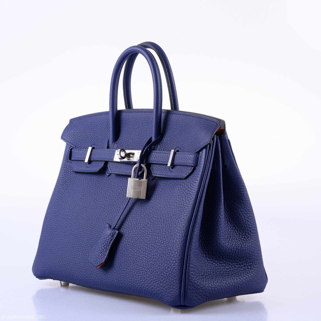 HermÃƒÆ’Ã‚Â¨s Birkin 25 Verso Blue Encre & Orange Togo Palladium Hardware - 2020, Y