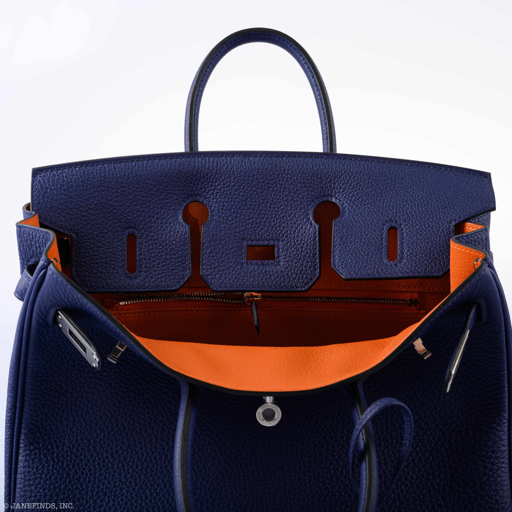 HermÃƒÆ’Ã‚Â¨s Birkin 25 Verso Blue Encre & Orange Togo Palladium Hardware - 2020, Y