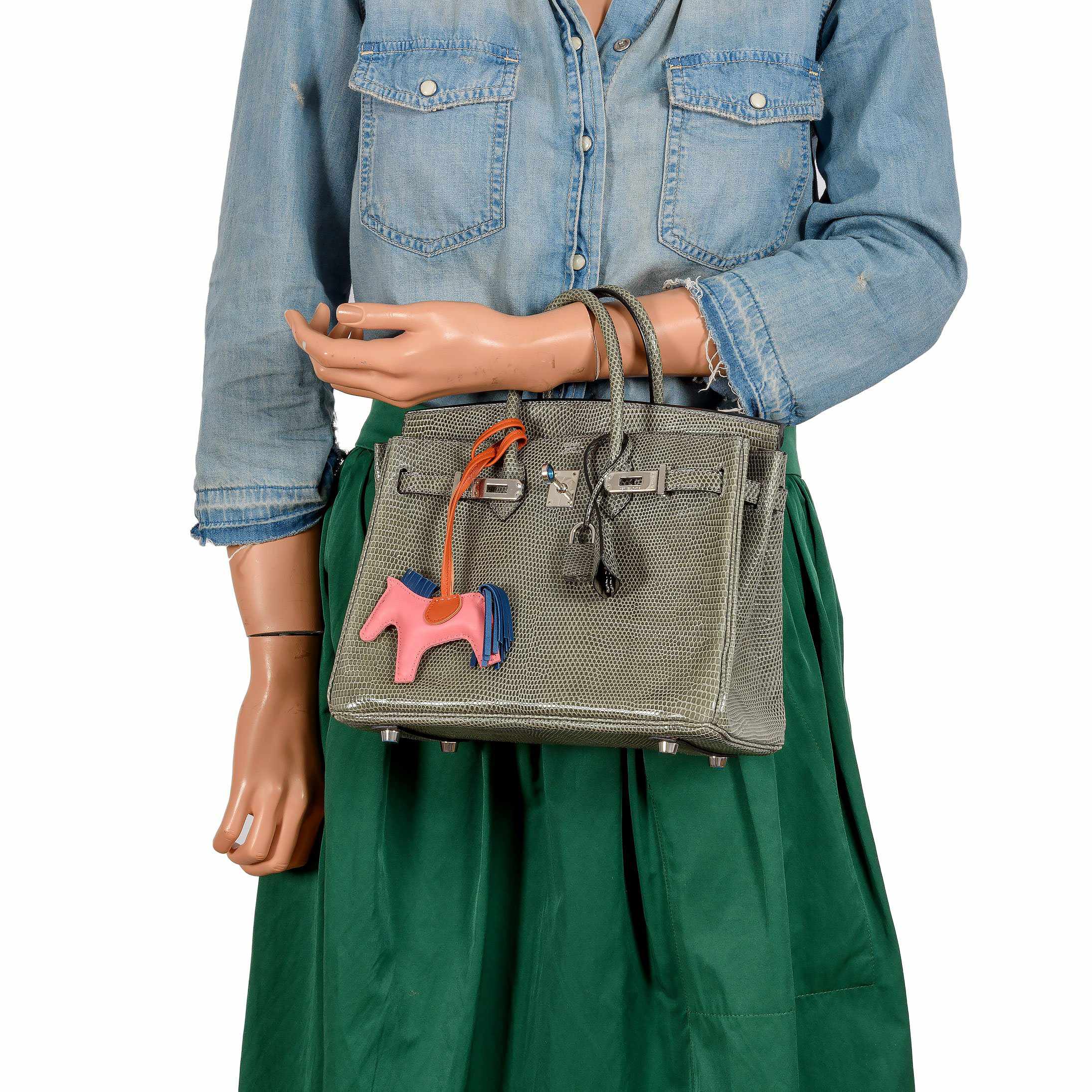 HermÃƒÆ’Ã‚Â¨s Birkin 25 Vert De Gris Salvator Lizard Palladium Hardware - Rare