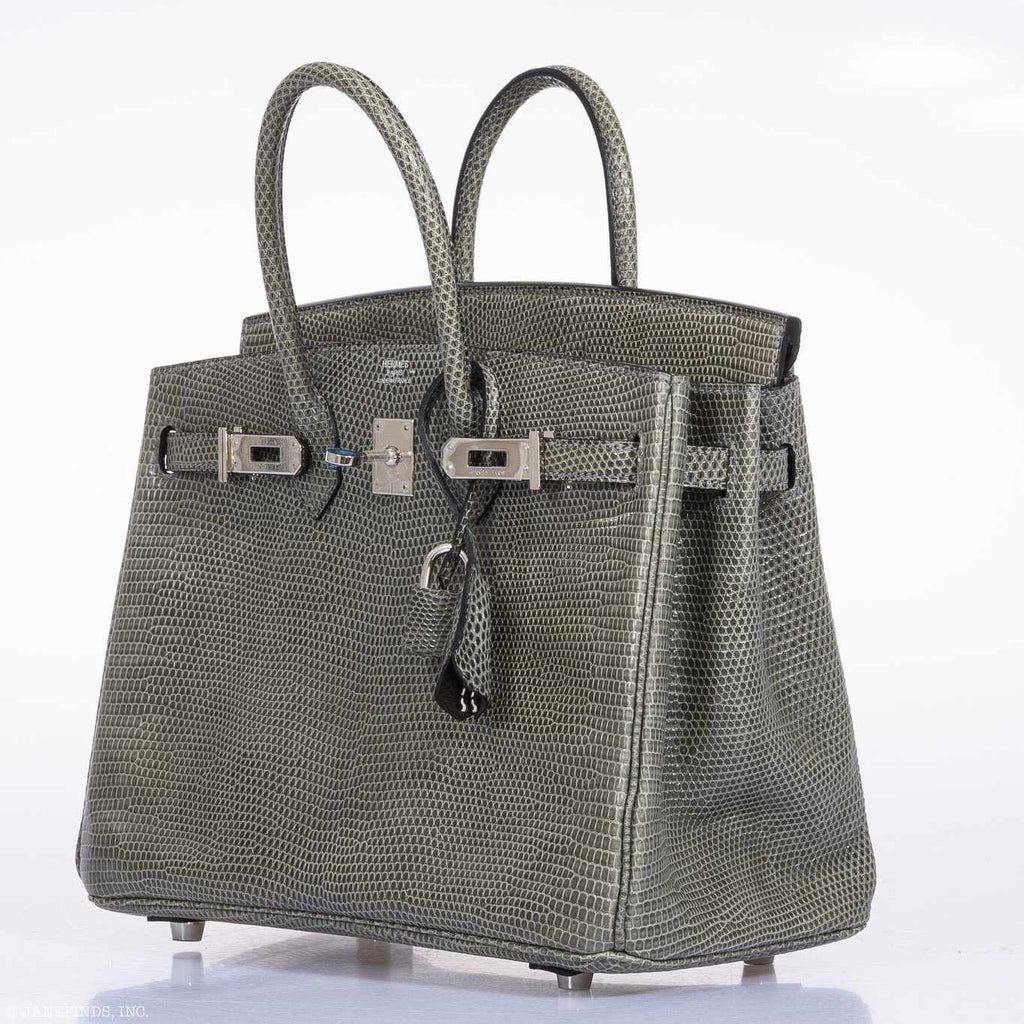 HermÃƒÆ’Ã‚Â¨s Birkin 25 Vert De Gris Salvator Lizard Palladium Hardware - Rare