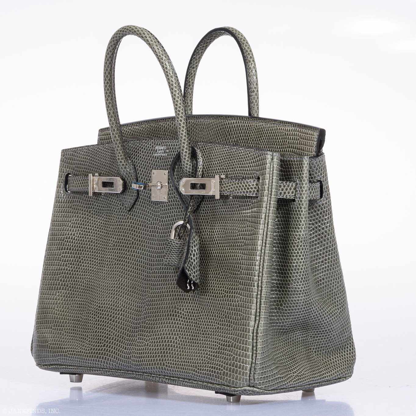 HermÃƒÆ’Ã‚Â¨s Birkin 25 Vert De Gris Salvator Lizard Palladium Hardware - Rare