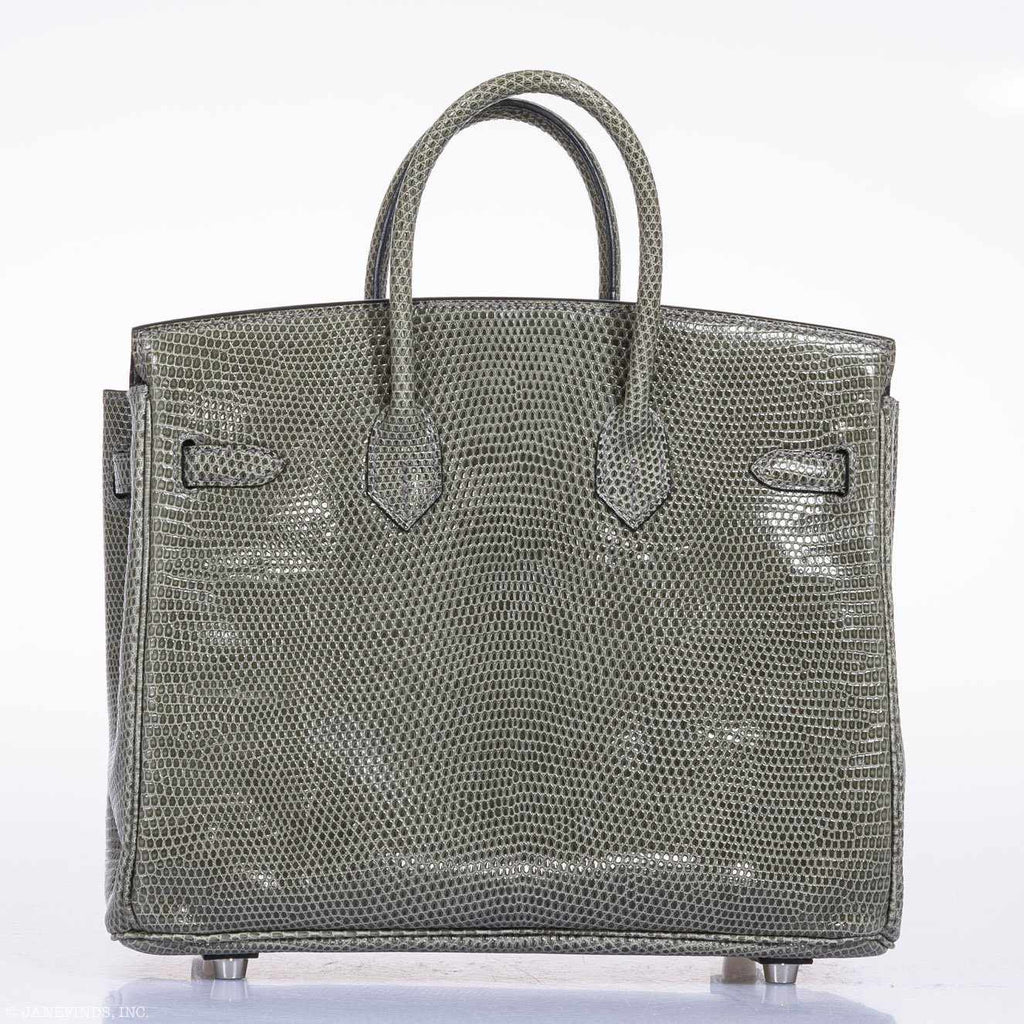 HermÃƒÆ’Ã‚Â¨s Birkin 25 Vert De Gris Salvator Lizard Palladium Hardware - Rare