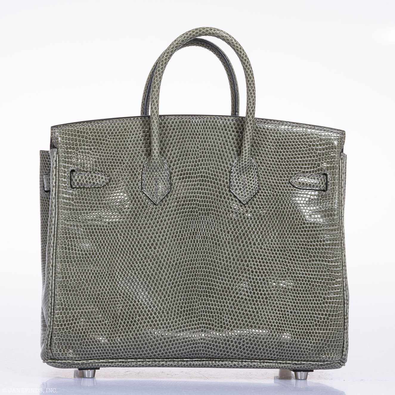 HermÃƒÆ’Ã‚Â¨s Birkin 25 Vert De Gris Salvator Lizard Palladium Hardware - Rare