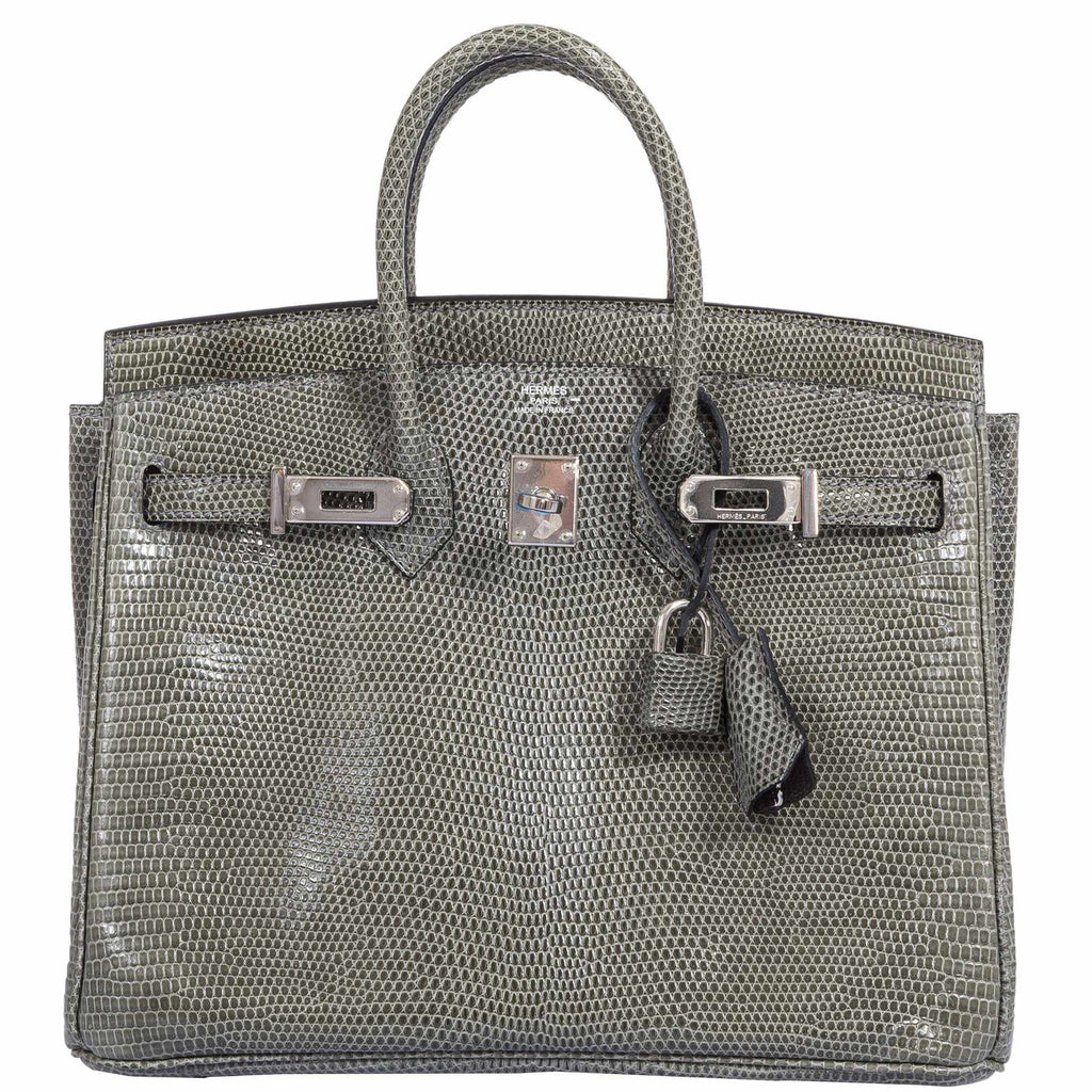 HermÃƒÆ’Ã‚Â¨s Birkin 25 Vert De Gris Salvator Lizard Palladium Hardware - Rare
