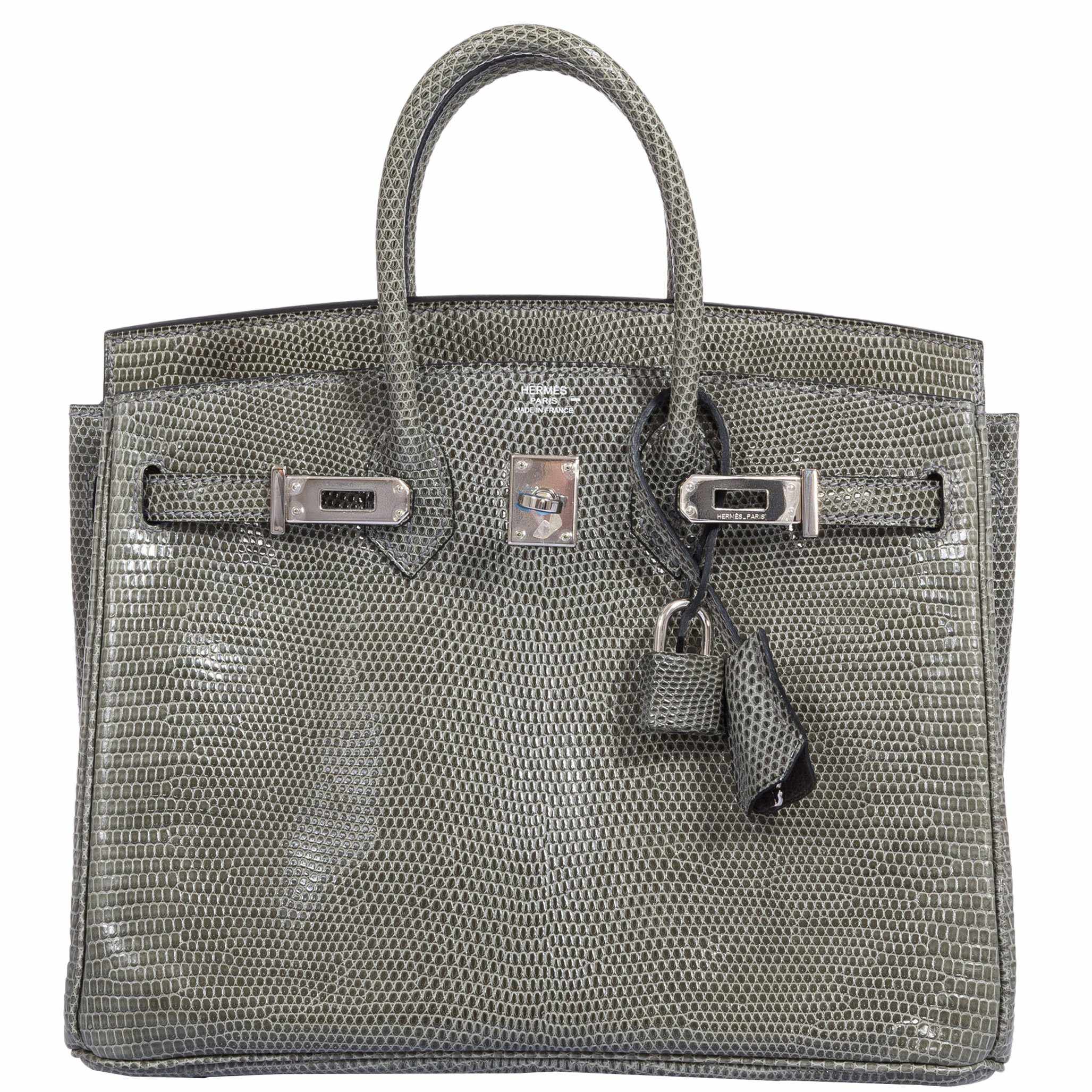 HermÃƒÆ’Ã‚Â¨s Birkin 25 Vert De Gris Salvator Lizard Palladium Hardware - Rare