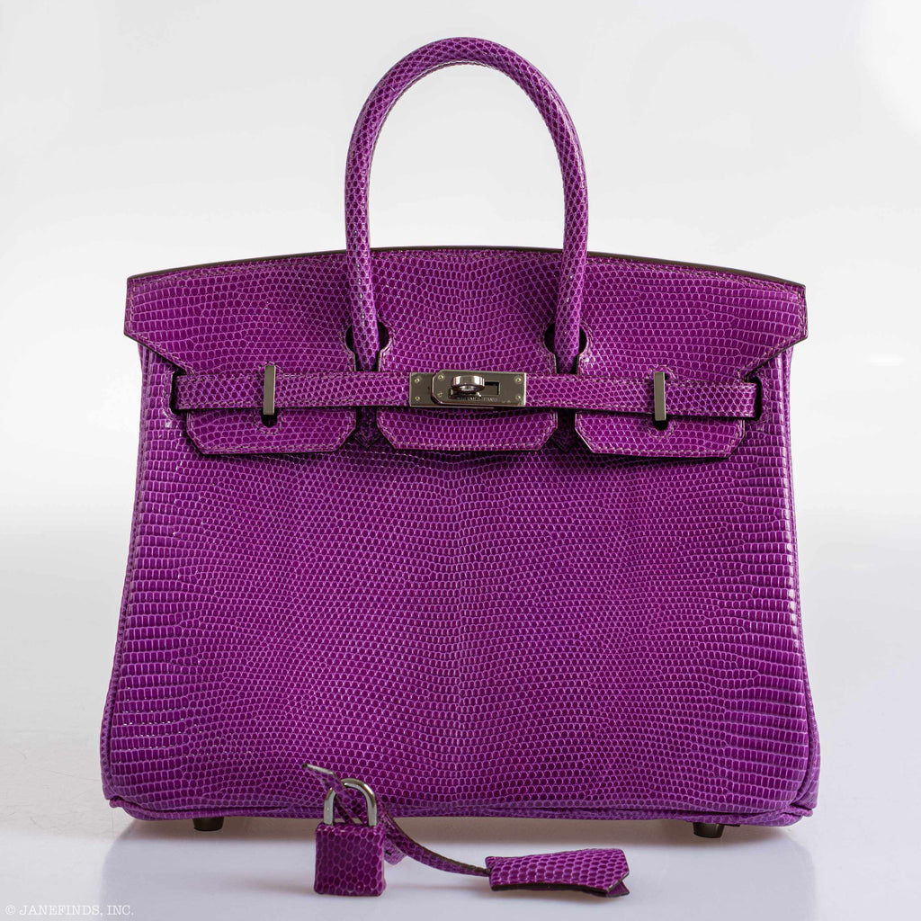 HermÃƒÆ’Ã‚Â¨s Birkin 25 Violet Lizard Ruthenium Hardware - 2006