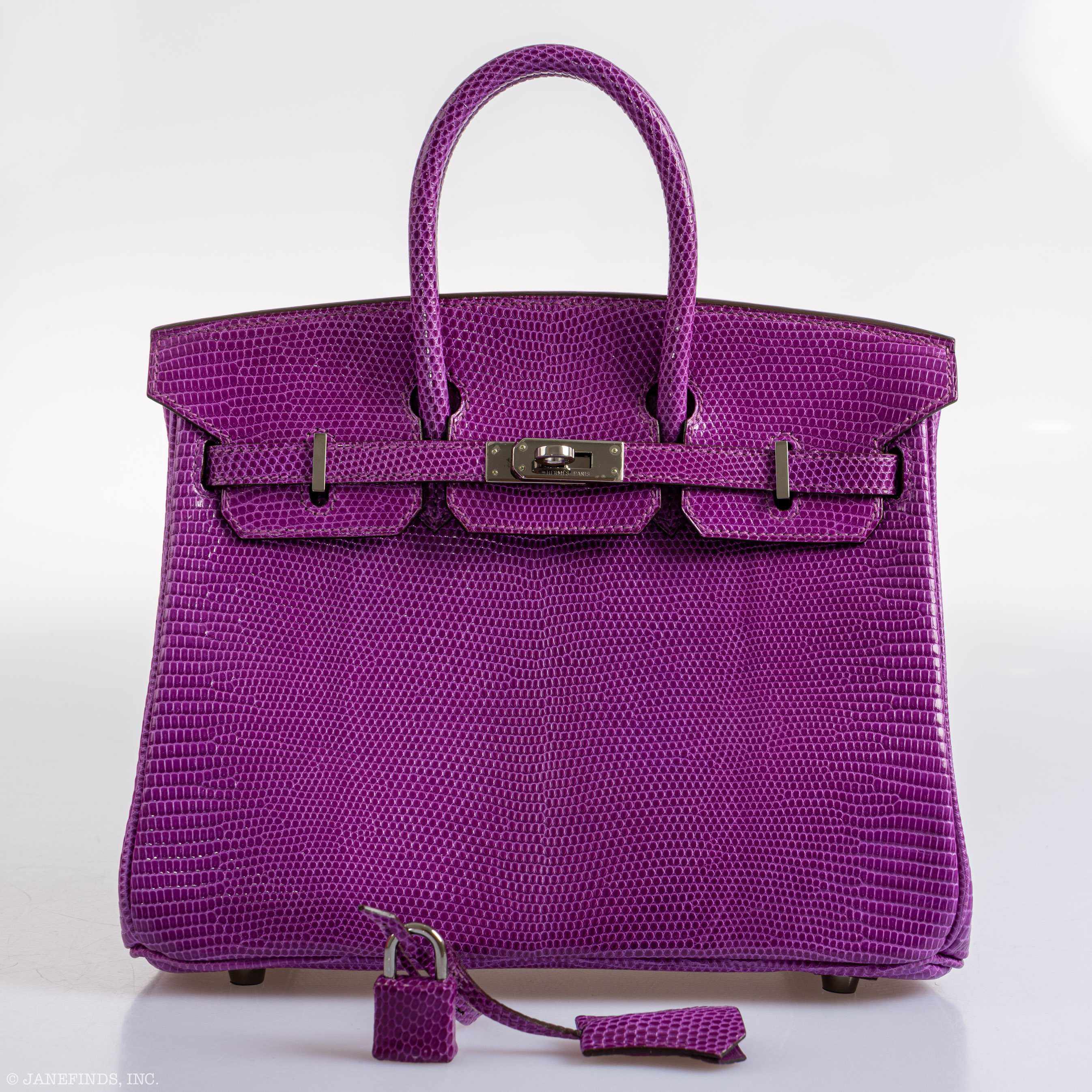 HermÃƒÆ’Ã‚Â¨s Birkin 25 Violet Lizard Ruthenium Hardware - 2006