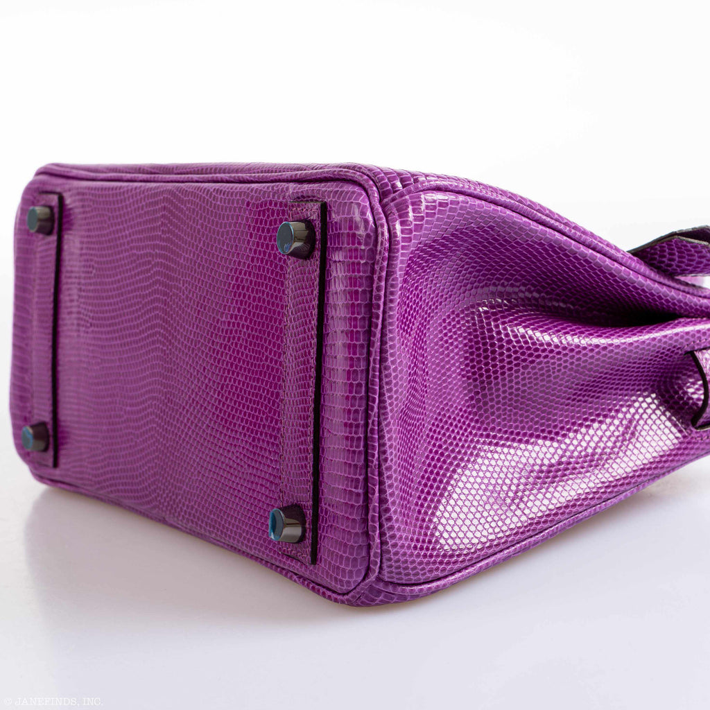 HermÃƒÆ’Ã‚Â¨s Birkin 25 Violet Lizard Ruthenium Hardware - 2006