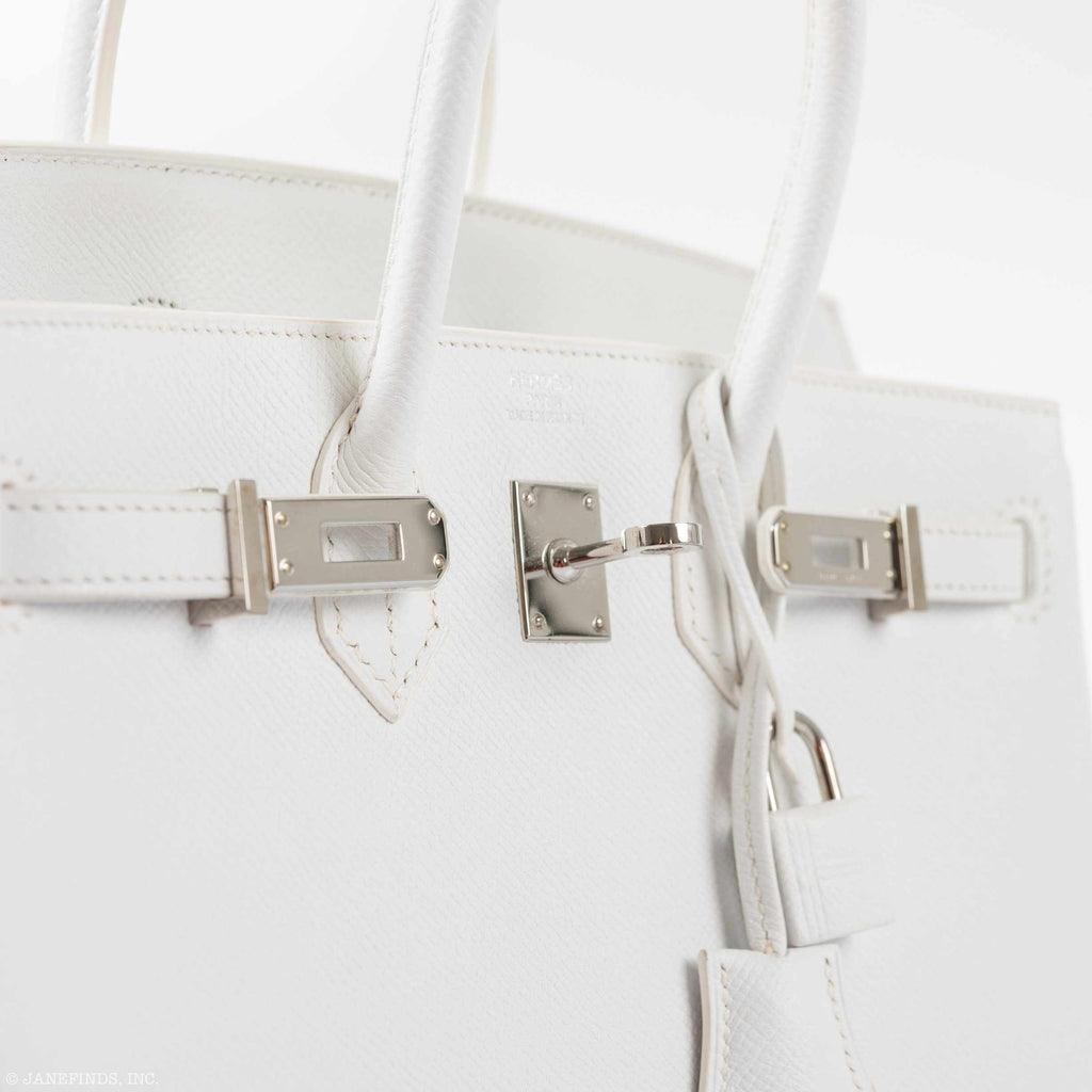 HermÃƒÆ’Ã‚Â¨s Birkin 25 White Epsom Palladium Hardware