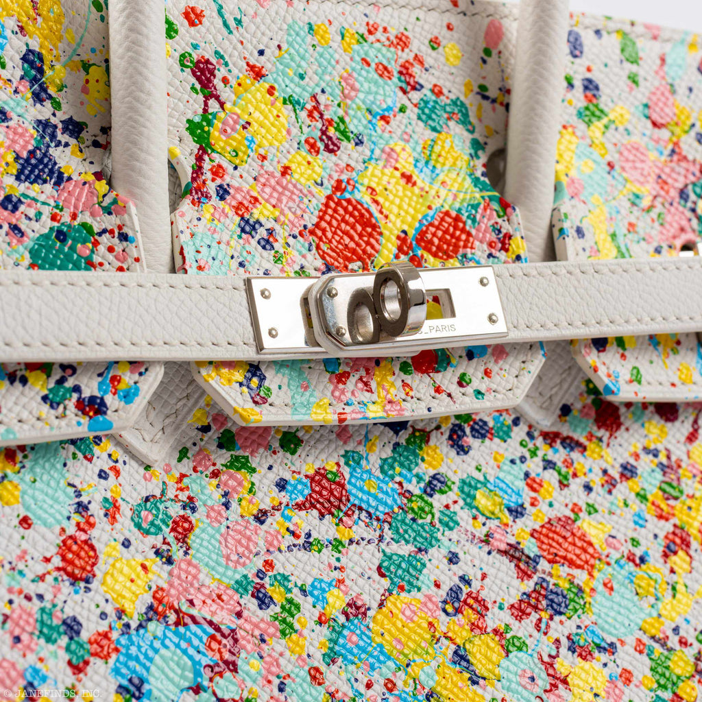 HermÃƒÆ’Ã‚Â¨s Birkin 25 White Epsom ÃƒÂ¢Ã¢â€šÂ¬Ã…â€œRainbow FizzÃƒÂ¢Ã¢â€šÂ¬Ã‚Â Palladium Hardware * JaneFinds Custom Shop