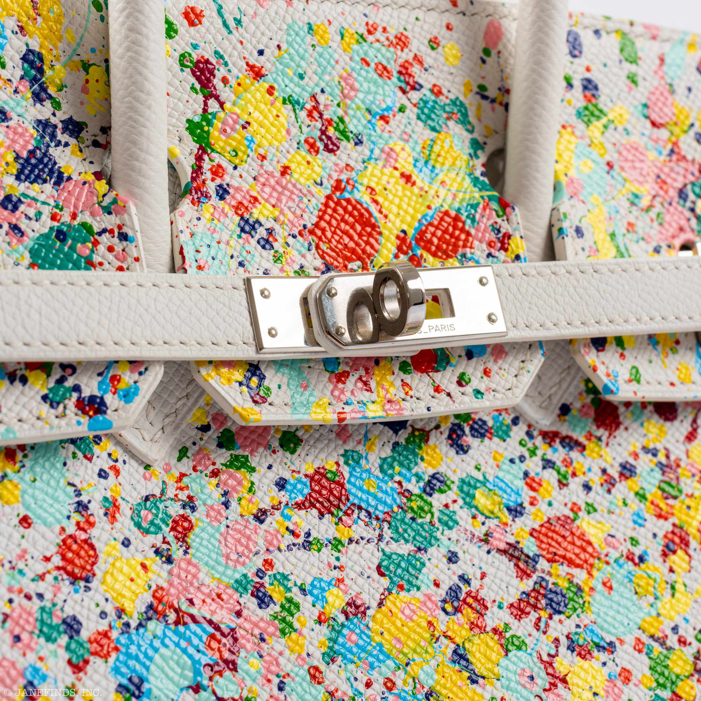 HermÃƒÆ’Ã‚Â¨s Birkin 25 White Epsom ÃƒÂ¢Ã¢â€šÂ¬Ã…â€œRainbow FizzÃƒÂ¢Ã¢â€šÂ¬Ã‚Â Palladium Hardware * JaneFinds Custom Shop