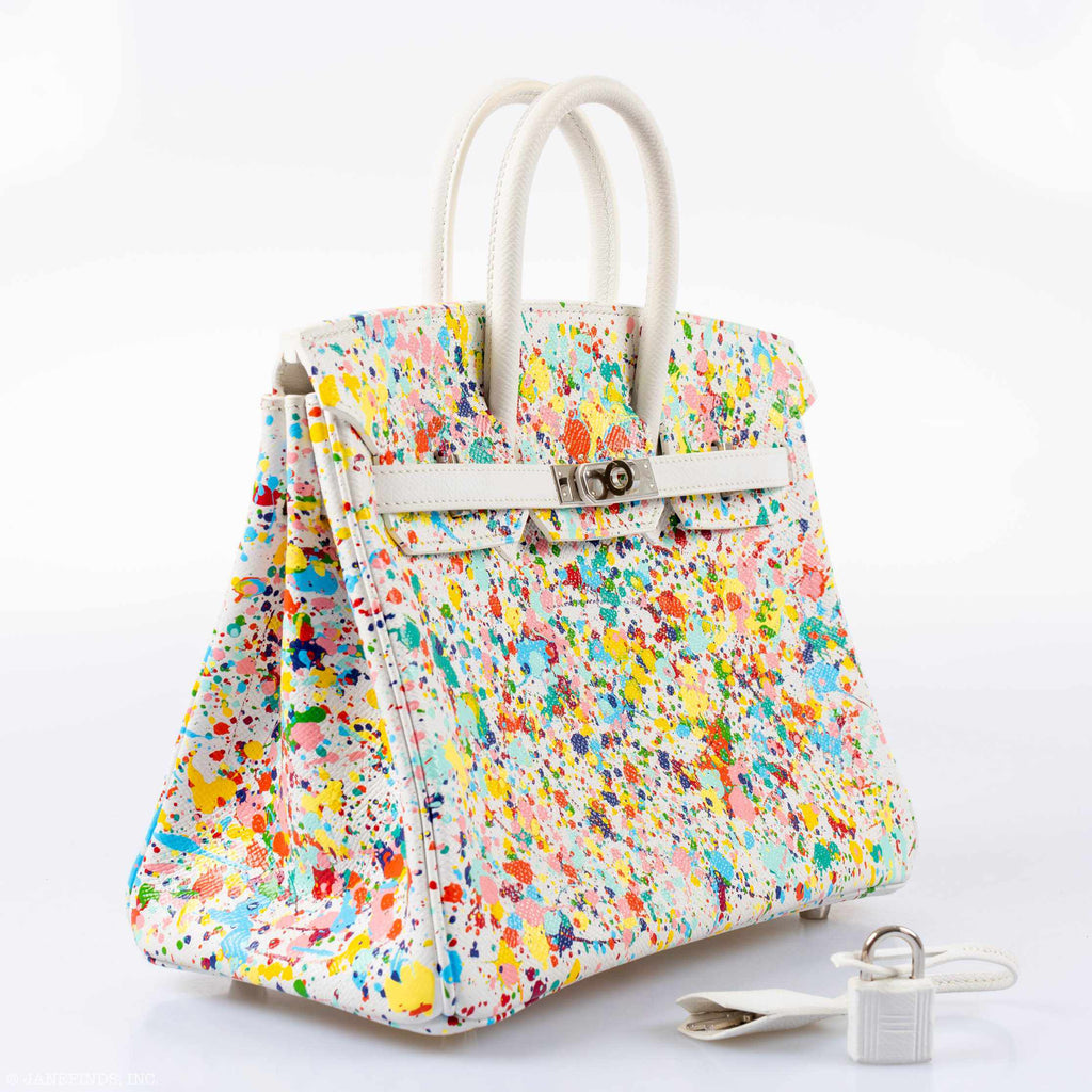 HermÃƒÆ’Ã‚Â¨s Birkin 25 White Epsom ÃƒÂ¢Ã¢â€šÂ¬Ã…â€œRainbow FizzÃƒÂ¢Ã¢â€šÂ¬Ã‚Â Palladium Hardware * JaneFinds Custom Shop