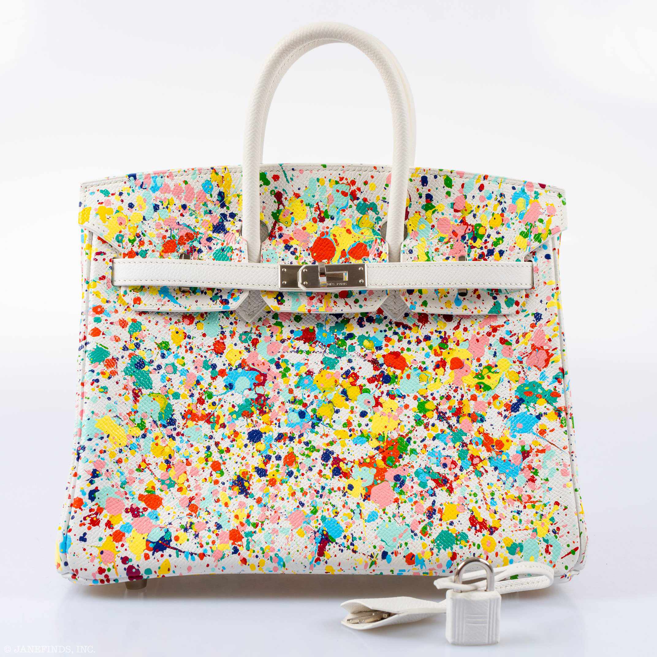 HermÃƒÆ’Ã‚Â¨s Birkin 25 White Epsom ÃƒÂ¢Ã¢â€šÂ¬Ã…â€œRainbow FizzÃƒÂ¢Ã¢â€šÂ¬Ã‚Â Palladium Hardware * JaneFinds Custom Shop