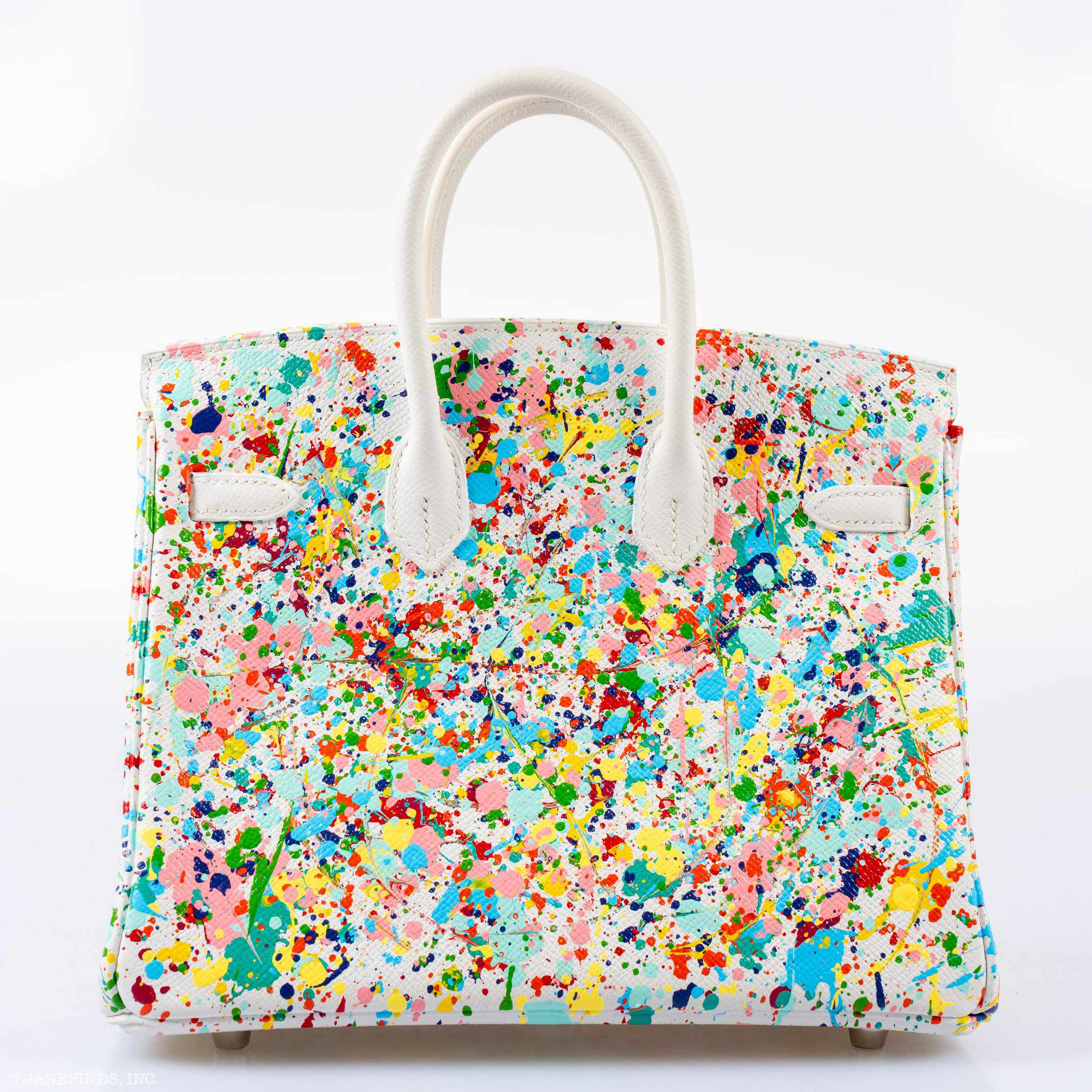 HermÃƒÆ’Ã‚Â¨s Birkin 25 White Epsom ÃƒÂ¢Ã¢â€šÂ¬Ã…â€œRainbow FizzÃƒÂ¢Ã¢â€šÂ¬Ã‚Â Palladium Hardware * JaneFinds Custom Shop