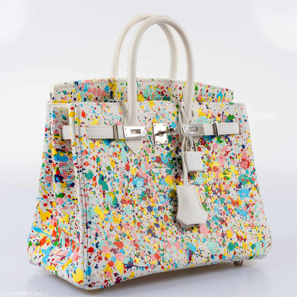 HermÃƒÆ’Ã‚Â¨s Birkin 25 White Epsom ÃƒÂ¢Ã¢â€šÂ¬Ã…â€œRainbow FizzÃƒÂ¢Ã¢â€šÂ¬Ã‚Â Palladium Hardware * JaneFinds Custom Shop