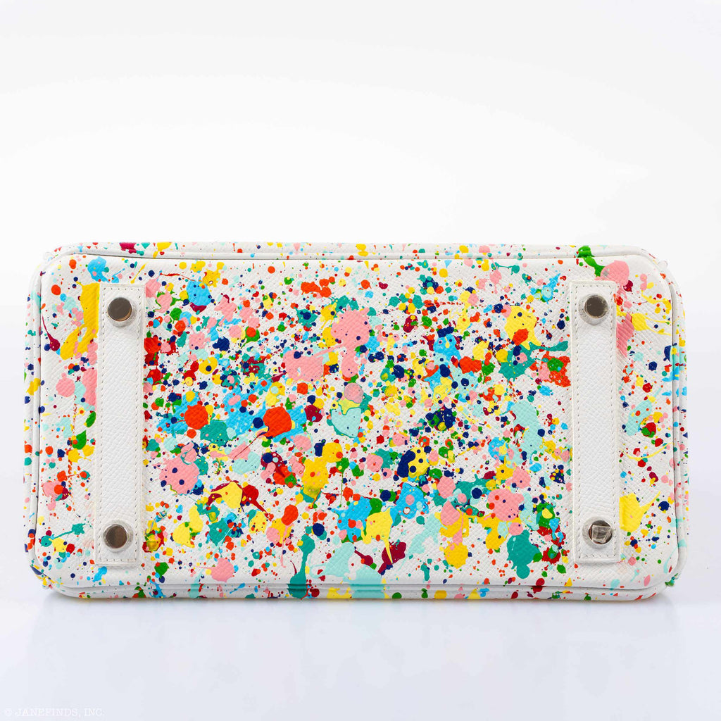 HermÃƒÆ’Ã‚Â¨s Birkin 25 White Epsom ÃƒÂ¢Ã¢â€šÂ¬Ã…â€œRainbow FizzÃƒÂ¢Ã¢â€šÂ¬Ã‚Â Palladium Hardware * JaneFinds Custom Shop