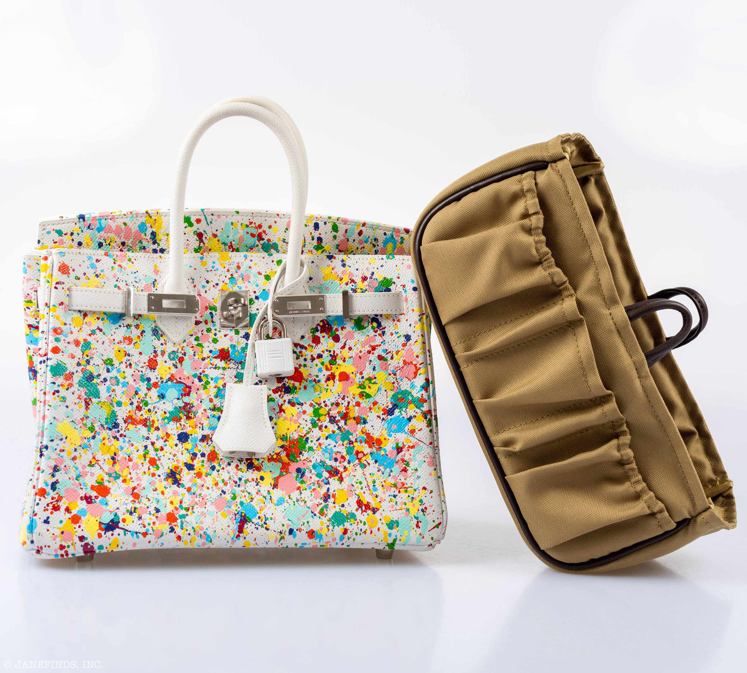 HermÃƒÆ’Ã‚Â¨s Birkin 25 White Epsom ÃƒÂ¢Ã¢â€šÂ¬Ã…â€œRainbow FizzÃƒÂ¢Ã¢â€šÂ¬Ã‚Â Palladium Hardware * JaneFinds Custom Shop