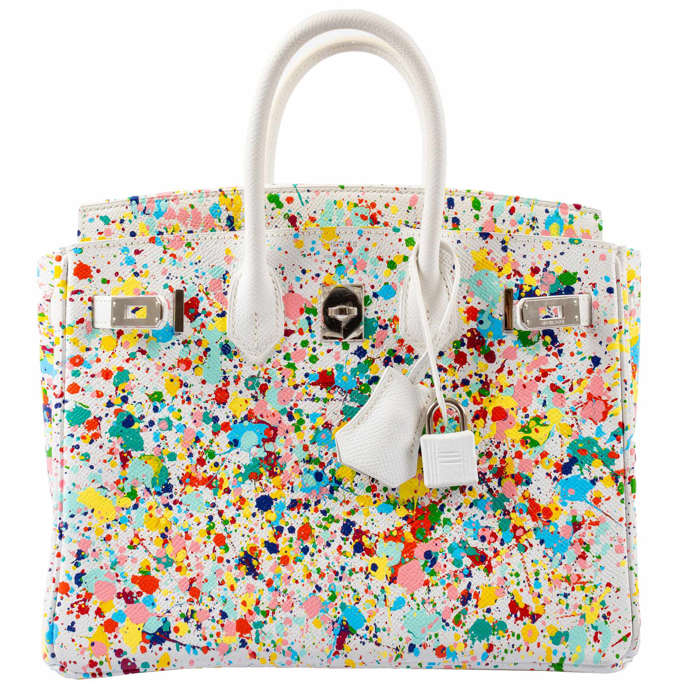 HermÃƒÆ’Ã‚Â¨s Birkin 25 White Epsom ÃƒÂ¢Ã¢â€šÂ¬Ã…â€œRainbow FizzÃƒÂ¢Ã¢â€šÂ¬Ã‚Â Palladium Hardware * JaneFinds Custom Shop