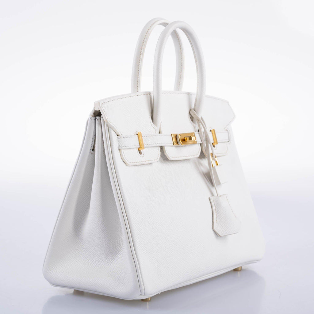 HermÃƒÆ’Ã‚Â¨s Birkin 25 White Epsom with Gold Hardware - 2013, Q Square