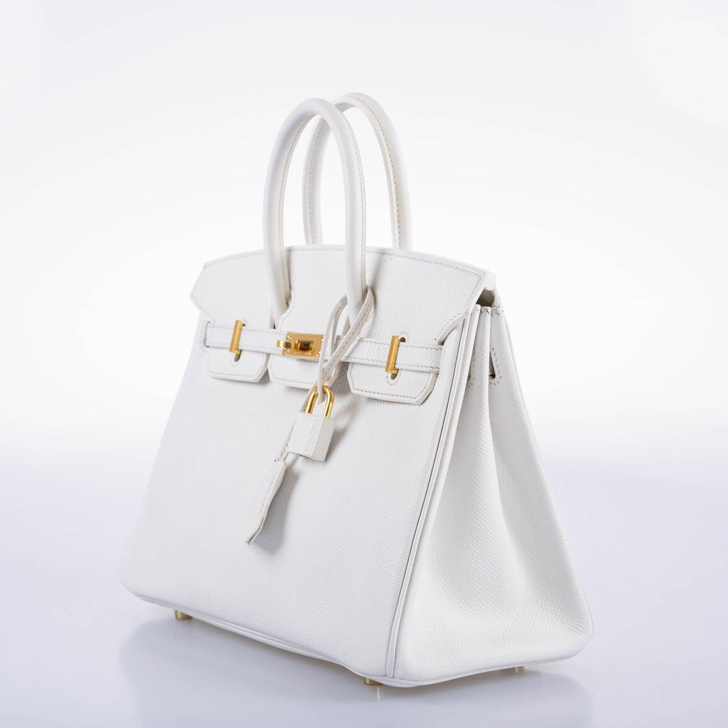 HermÃƒÆ’Ã‚Â¨s Birkin 25 White Epsom with Gold Hardware - 2013, Q Square