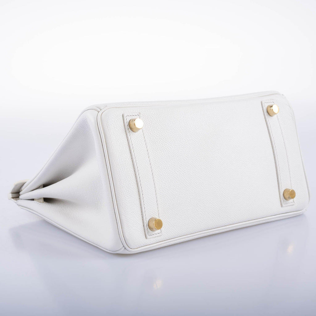 HermÃƒÆ’Ã‚Â¨s Birkin 25 White Epsom with Gold Hardware - 2013, Q Square