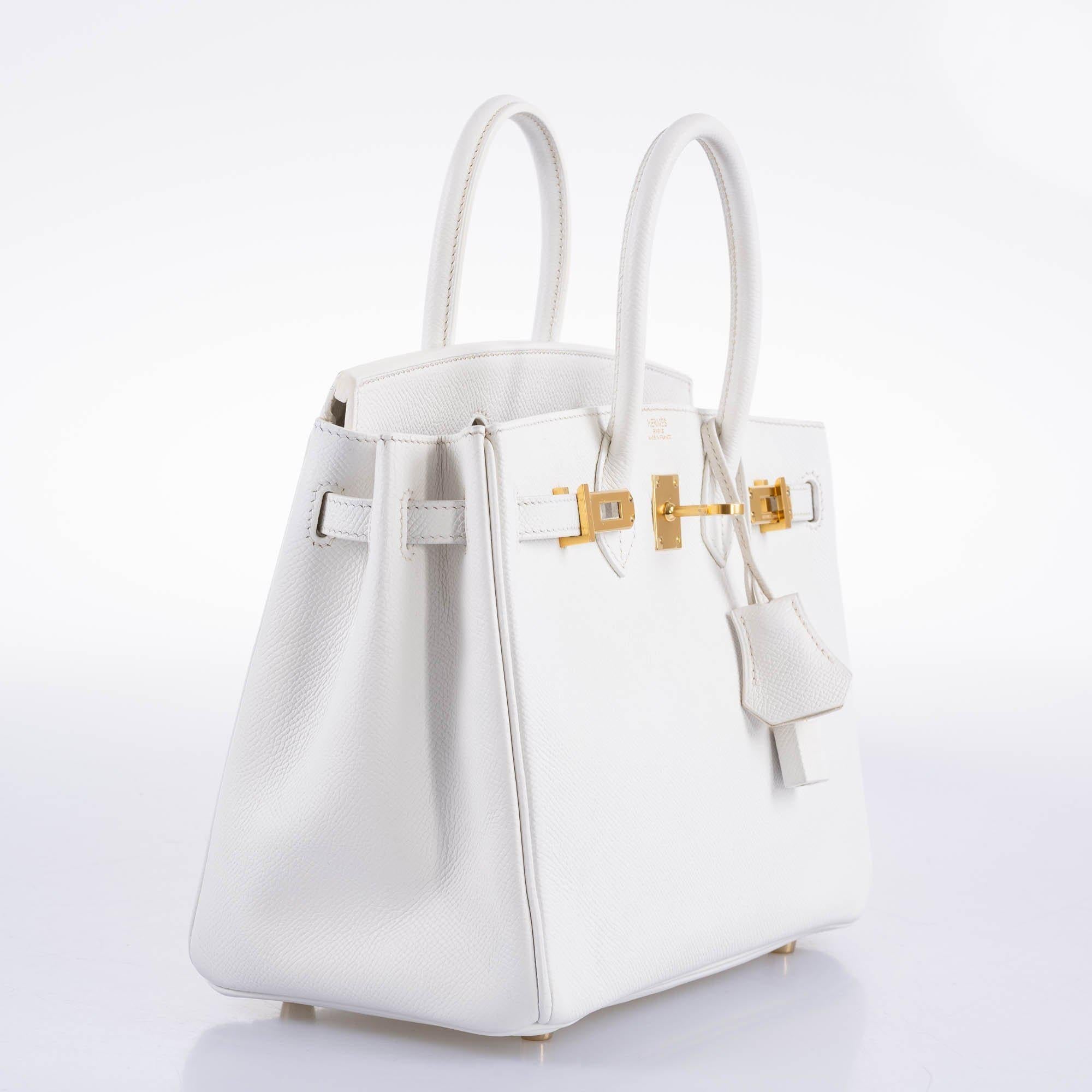 HermÃƒÆ’Ã‚Â¨s Birkin 25 White Epsom with Gold Hardware - 2013, Q Square