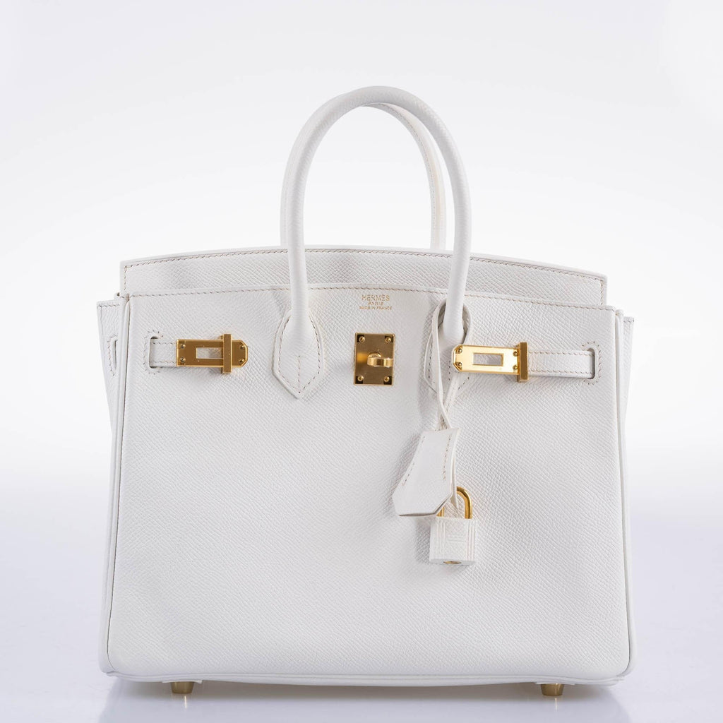 HermÃƒÆ’Ã‚Â¨s Birkin 25 White Epsom with Gold Hardware - 2013, Q Square