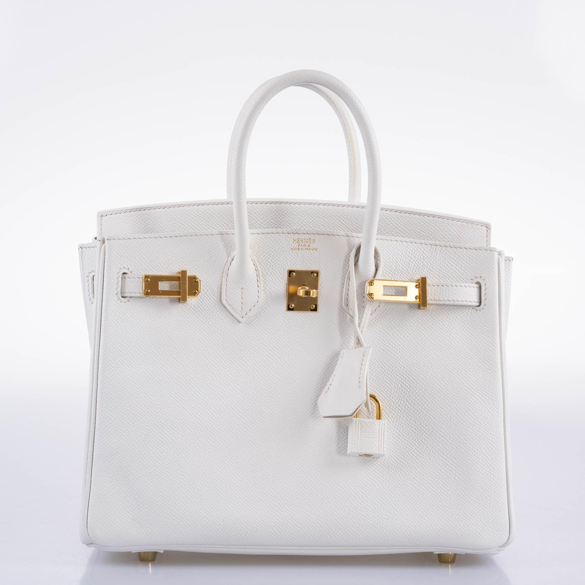 HermÃƒÆ’Ã‚Â¨s Birkin 25 White Epsom with Gold Hardware - 2013, Q Square