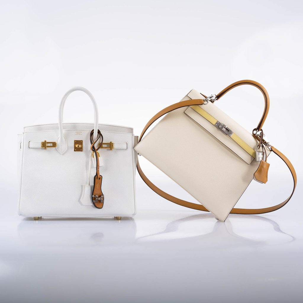 HermÃƒÆ’Ã‚Â¨s Birkin 25 White Epsom with Gold Hardware - 2013, Q Square
