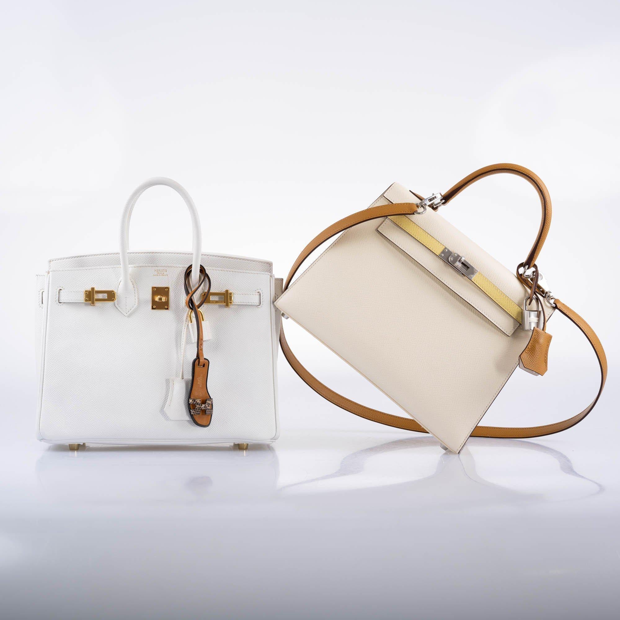 HermÃƒÆ’Ã‚Â¨s Birkin 25 White Epsom with Gold Hardware - 2013, Q Square