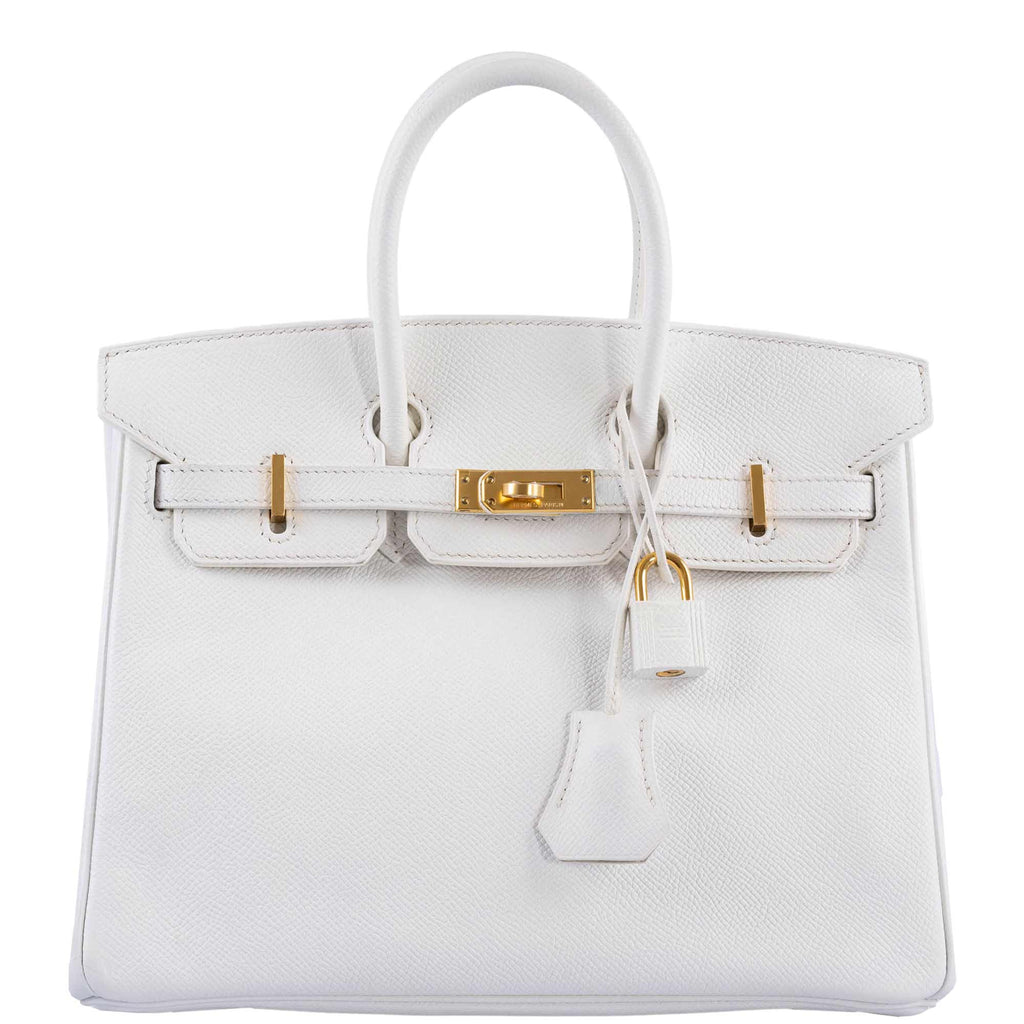 HermÃƒÆ’Ã‚Â¨s Birkin 25 White Epsom with Gold Hardware - 2013, Q Square