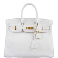 HermÃƒÆ’Ã‚Â¨s Birkin 25 White Epsom with Gold Hardware - 2013, Q Square