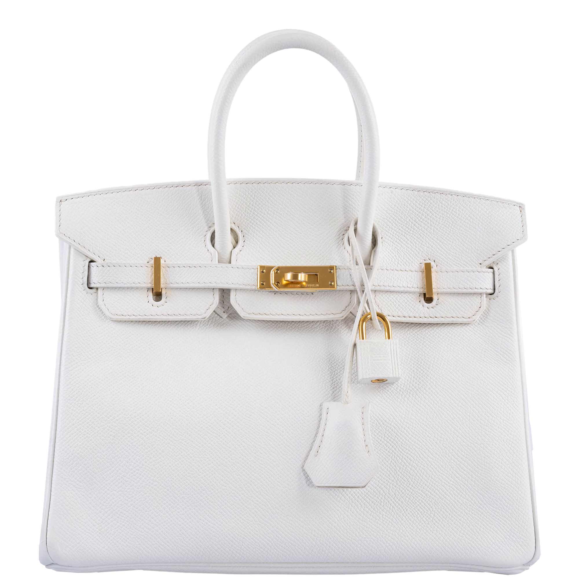 HermÃƒÆ’Ã‚Â¨s Birkin 25 White Epsom with Gold Hardware - 2013, Q Square