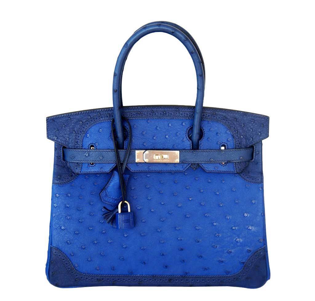 HermÃƒÆ’Ã‚Â¨s Birkin 30 Ghillies Bag Tri-Color Blue - Limited Edition