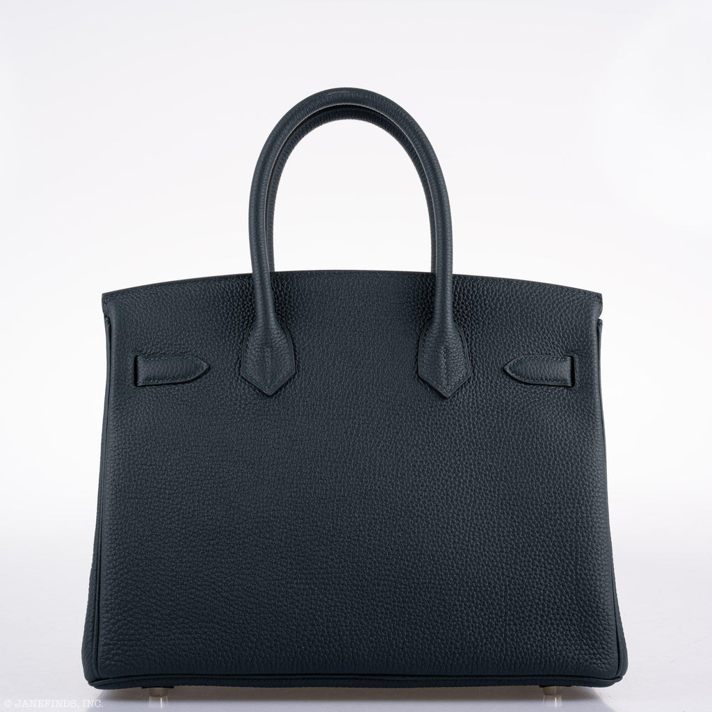 Hermes Birkin 30 Officier Vert CyprÃƒÆ’Ã‚Â¨s Togo & Bleu Zellige Stripe & Lining Palladium Hardware - 2018, C