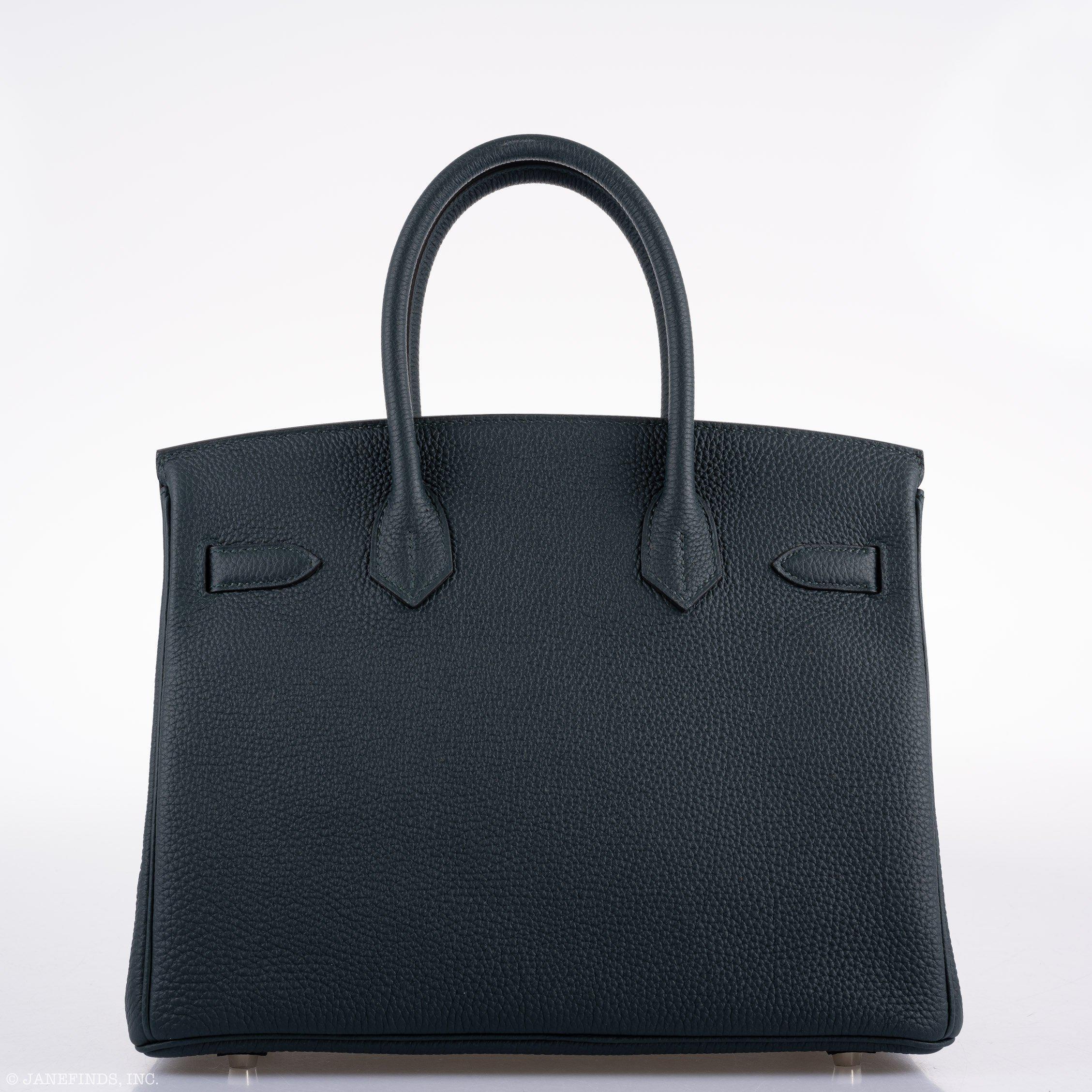 Hermes Birkin 30 Officier Vert CyprÃƒÆ’Ã‚Â¨s Togo & Bleu Zellige Stripe & Lining Palladium Hardware - 2018, C